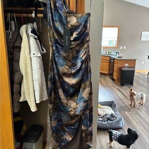 Elliatt Blue and Brown Floral Dress